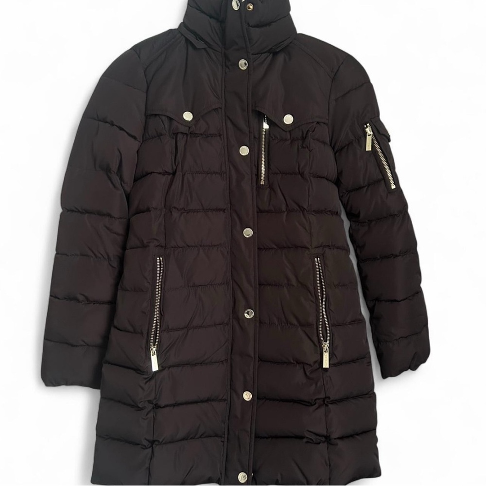Michael Kors Dark Brown Quilted Puffer Coat
